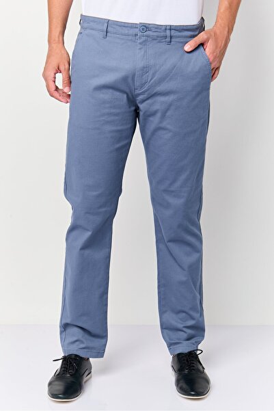 CELIO Men Slim Fit Solid Stretchable Chino Pants, Blue Storm