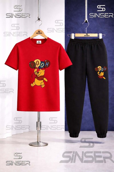 SS SİNSER طقم بدلة رياضية للأطفال مطبوع عليه AYICIK POOH BALLOONS