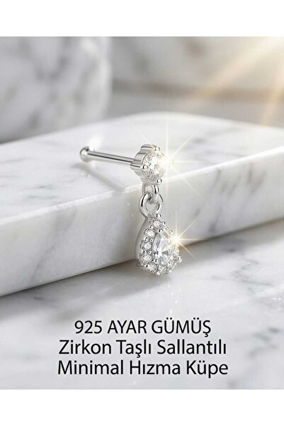 Lunexa 925 Ayar Gümüş Zirkon Taşlı Unisex Küpe Hızma Minimal Şık Modern Tasar...