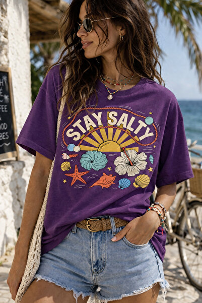 ArtYus Μπλουζάκι Unisex Oversize με στάμπα με θέμα τη θάλασσα Stay Salty – Βα...