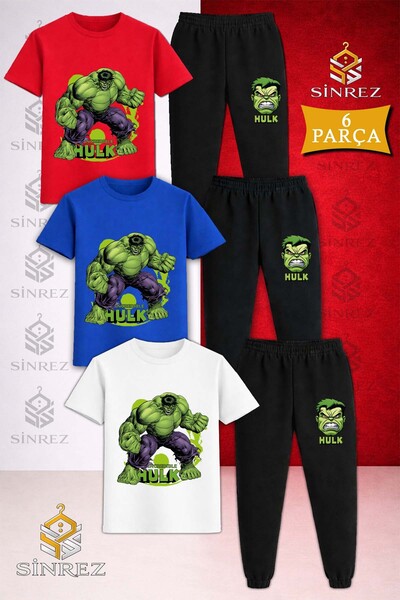 SİNREZ Set de trening pentru copii HULK EL SANKAN GREEN CANVAS, imprimat, 3 p...