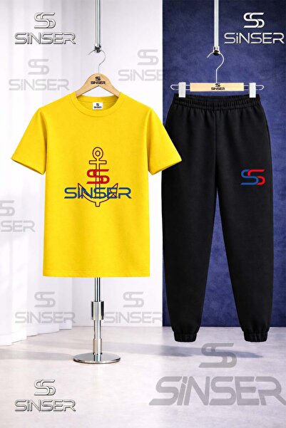 SS SİNSER Children's Sea Capasi Onunde Printed T-Shirt Tracksuit Set