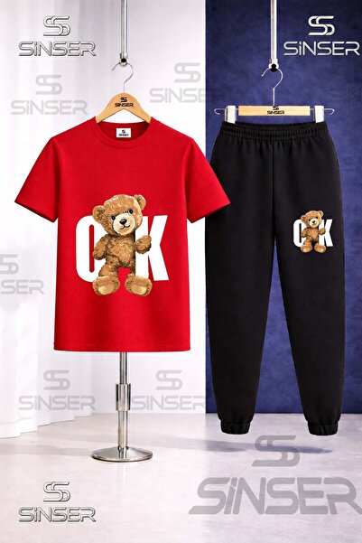 SS SİNSER Children's Ayicik Ok Byz Printed T-Shirt Tracksuit Set