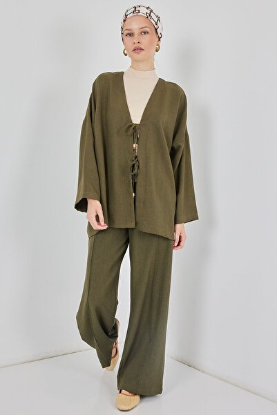 Hiccup BDART V-neck cardigan and wide-leg pants set