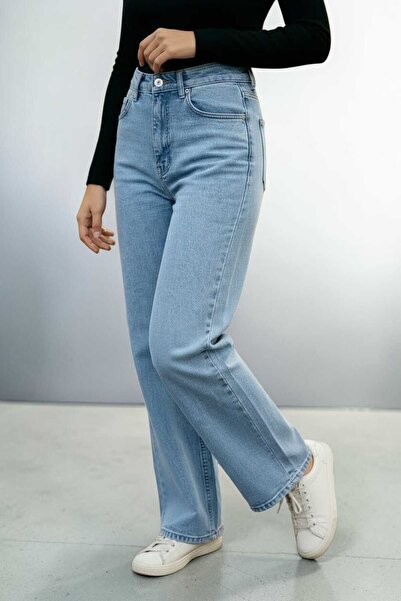 hies Ice Blue New Season Wide Leg Lycra Γυναικείο Παντελόνι - Τζιν