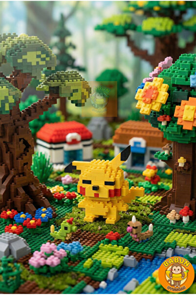 Bricks Pikaçu Karakter Figürü 3D Yapboz Puzzle Yapı Oyuncakları