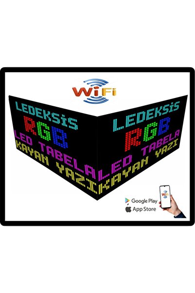 32x64CM RGB ÇİFT TARAFLI LED TABELA KAYAN YAZI WİFİ (TELEFONDAN YAZILAR DEĞİŞEBİLİR)