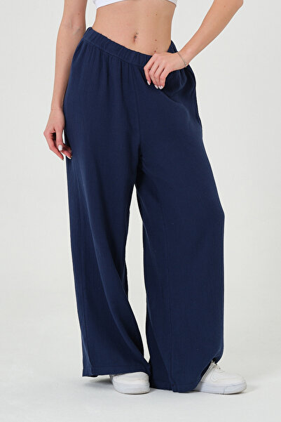 RELAXL Γυναικείο παντελόνι αθλητικής φόρμας από ύφασμα μουσελίνας, με φαρδιά ...