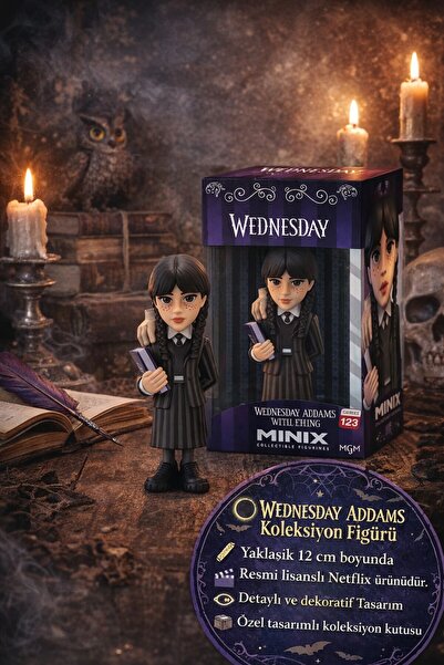 TOYFEST Minix Wednesday Addams with Thing 12 cm Koleksiyon Figürü Resmi Lisan...