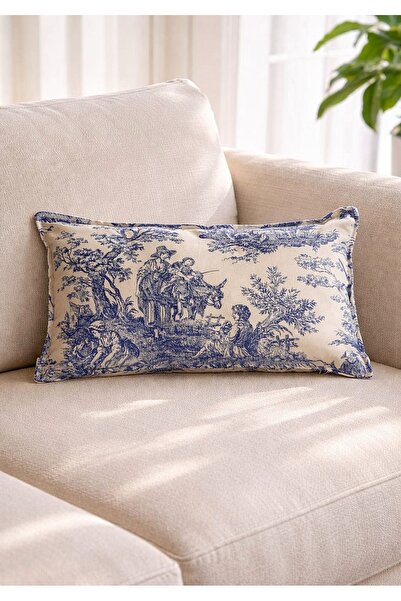 HOME ART ATELIER hand made Rusticana Blue Patterned Linen Duvet Cover - 30X50