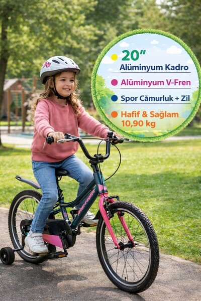 TOYFEST 20 Jant Alüminyum Kadro V Fren Çocuk Bisikleti Zilli Çamurluklu Pembe...