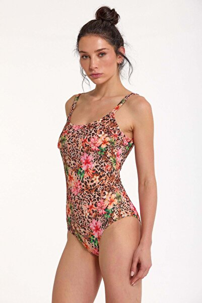 Argento Купальник з квітковим візерунком на тонких бретельках 0009-3015