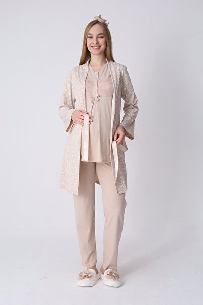 ERDENİZ TEKSTİL Σετ πιτζάμες εγκυμοσύνης 3 τεμαχίων με μοτίβο κλαδιών, φόρεμα...