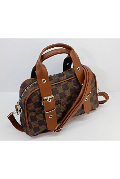 stilyy Brown Checkerboard Patterned Hand and Shoulder Bag