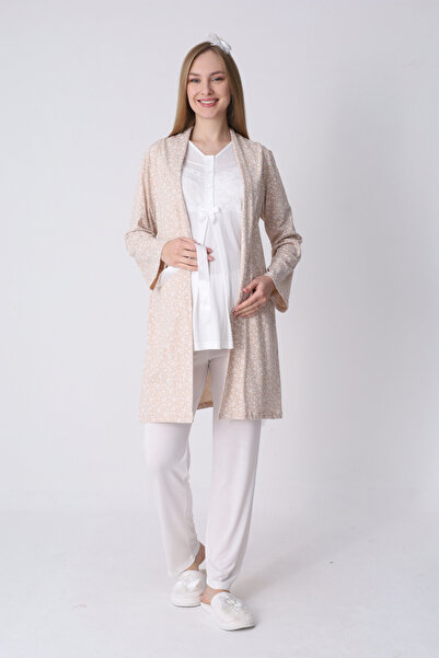 ERDENİZ TEKSTİL Σετ πιτζάμες εγκυμοσύνης 3 τεμαχίων με μοτίβο κλαδιών, φόρεμα...