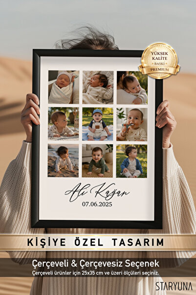 STARYUNA Bebek 1 Yaş Anı Tablosu, 9 Fotoğraflı Kişiye Özel Bebekli Tablo Cpyu...