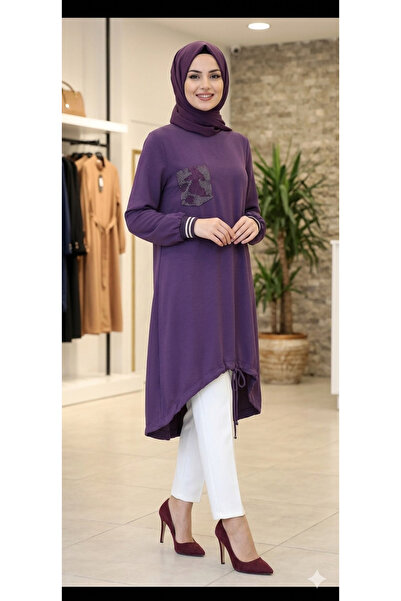 MODA Μοντέρνο αιρομπιν κορδόνι σε χρώμα δαμασκηνί, με ριμπάνελ στα μανίκια, λ...