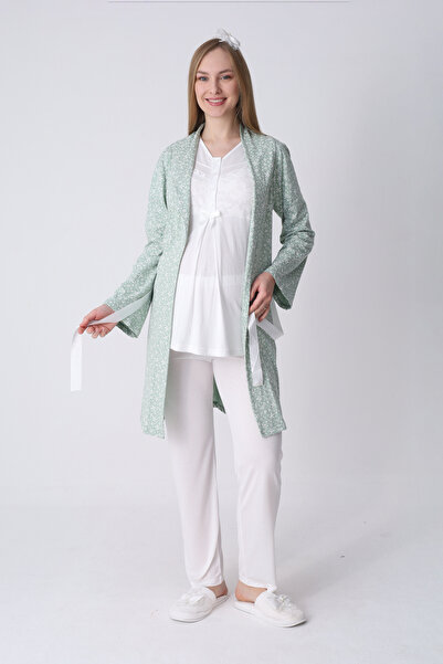 ERDENİZ TEKSTİL Σετ πιτζάμες εγκυμοσύνης 3 τεμαχίων με μοτίβο κλαδιών, φόρεμα...