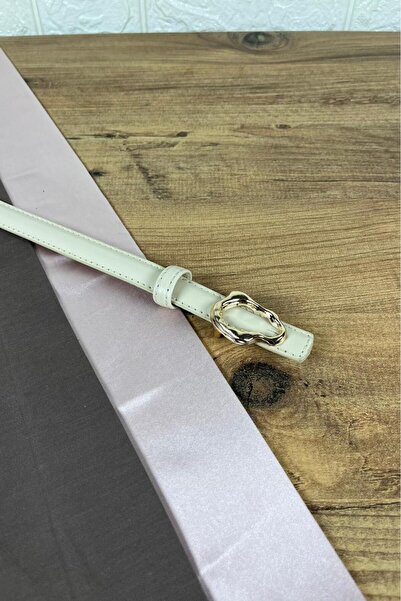 Paşala Leather Γυναικεία ζώνη από γνήσιο δέρμα, μπεζ με χρυσή αγκράφα, πλάτου...