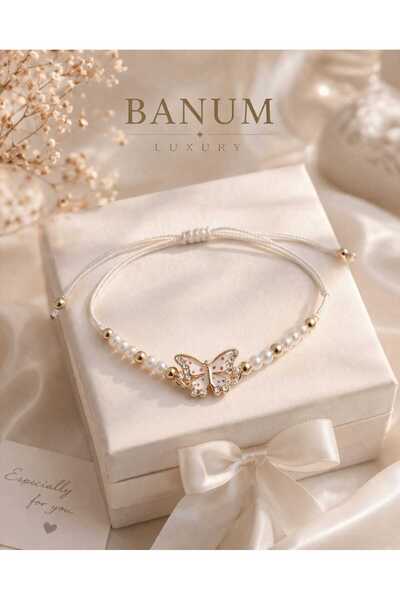 Banum Luxury سوار أنيق بتصميم عصري مع تفاصيل على شكل فراشة ورباط قابل للتعديل