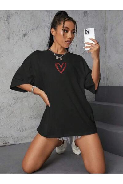 AZIZI TEKSTIL Γυναικείο μπλουζάκι με στάμπα σε ροζ καρδιά