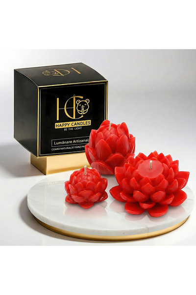 Happy Candles Beeswax Candles, Lotus Flower Set v1
