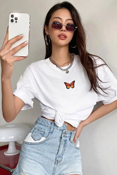 AZIZI TEKSTIL Πολύχρωμο μπλουζάκι με στάμπα πεταλούδας