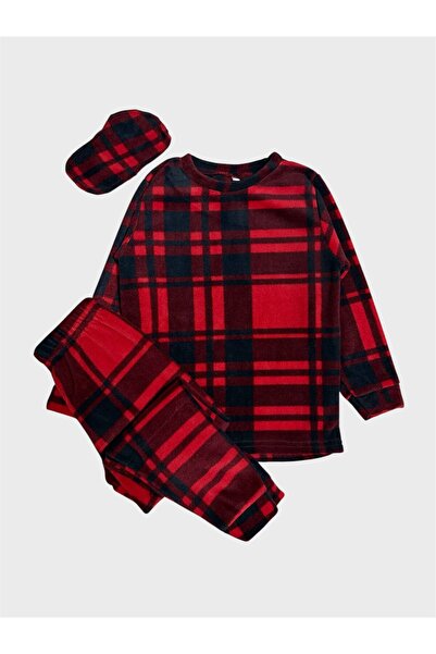 ALİŞ KİDS Σετ χειμερινής πιτζάμας για αγόρια και κορίτσια με κόκκινο καρό σχέ...