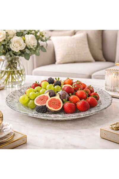 Generic Luxury Glass Fruit Plate Diamante 21 cm
