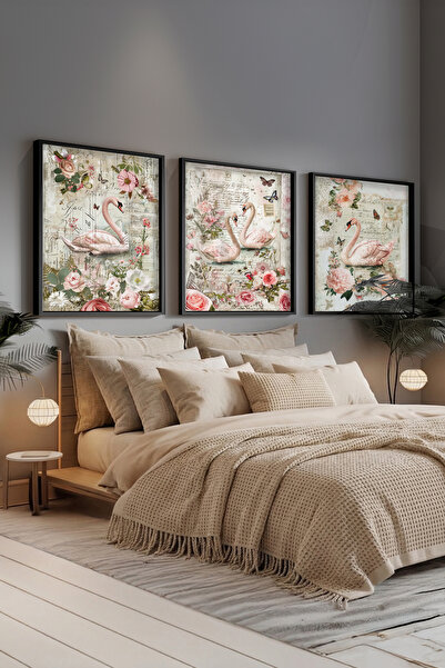 STARYUNA Vintage τριπλό σετ ζωγραφικής με θέμα τον κύκνο και τα λουλούδια, με...