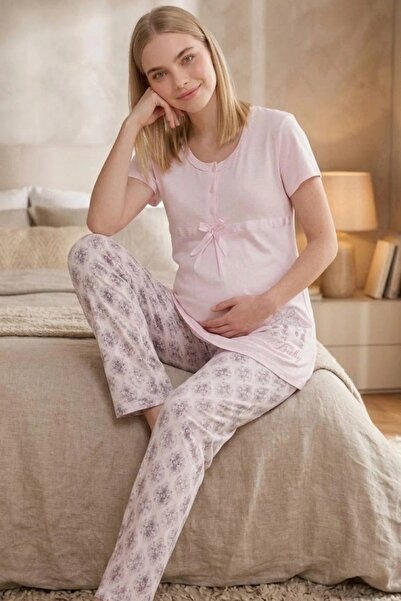 Mecit Pijama Σετ πιτζάμες εγκυμοσύνης με κοντά μανίκια