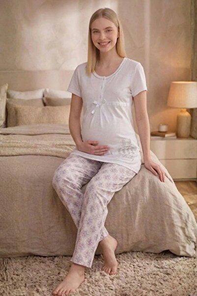Mecit Pijama Σετ πιτζάμες εγκυμοσύνης με κοντά μανίκια