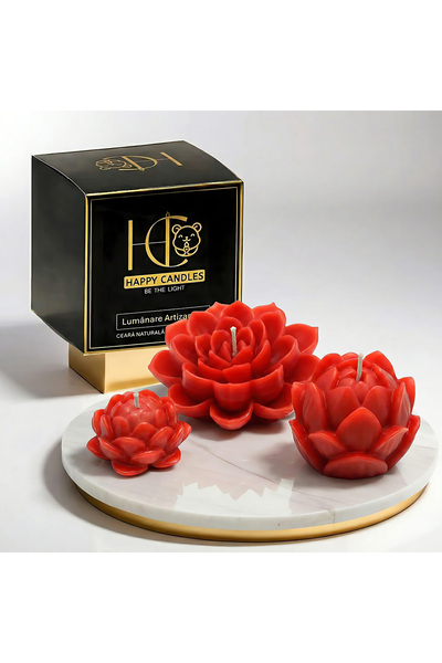Happy Candles Beeswax Candles, Lotus Flower Set v2