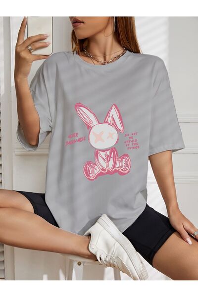 AZIZI TEKSTIL Μπλουζάκι με στάμπα μεγάλου μεγέθους κουνελιού