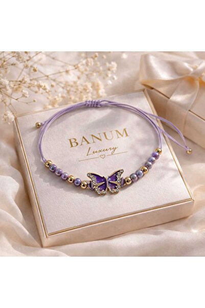Banum Luxury سوار أنيق بتصميم عصري مع تفاصيل على شكل فراشة ورباط قابل للتعديل