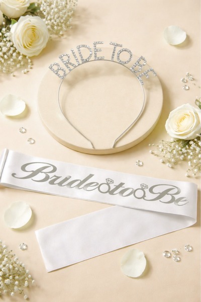 KullanAtParty Bride To Be Seti - Gelin Tacı ve Bekarlığa Veda Kuşağı - Gümüş ...