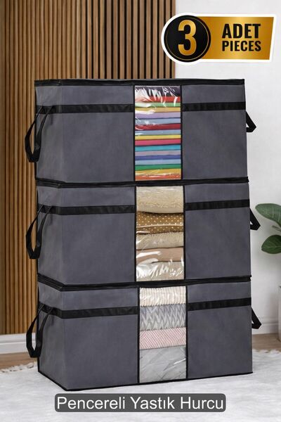 Funny Life Σετ 3 τεμαχίων θήκες μαξιλαριών με παράθυρο – Μεγάλη θήκη αποθήκευ...