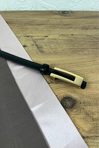 Paşala Leather Γυναικεία ζώνη από γνήσιο δέρμα, μαύρη με χρυσή πόρπη σε σχήμα...