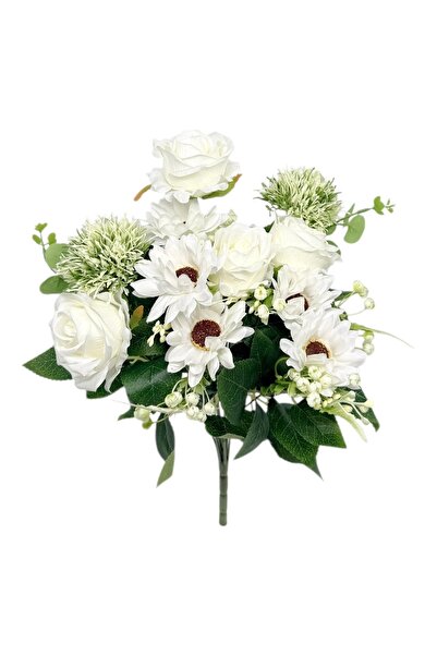 AFO Μπουκέτο με 11 Τεχνητά Κλασικά Τριαντάφυλλα, Μαργαρίτες και Λευκό Αλλίου