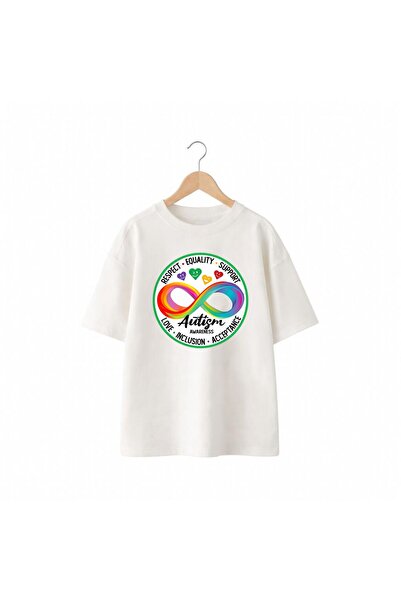 playwear Awareness Printed 100% Cotton Oversize Loose Regular Fit Crew Neck T...