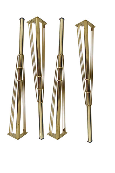Rihan Mobilya 4'lü Metal Mobilya Ayağı Gold 71 cm Masa Ayağı Vidalı Hairpin ayak