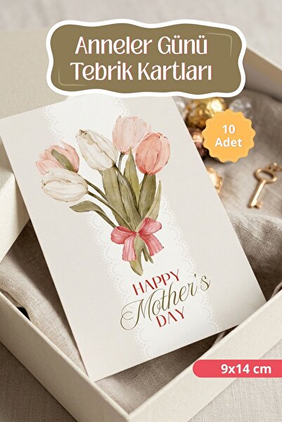Sticker Ekspres Anneler Günü Tebrik Kartı 10 Adet Hediye Paketleme Kartı