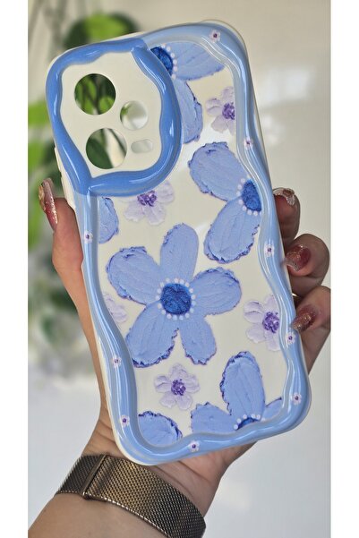 Magic Ring Redmi Note 12 PRO 5G Kılıf Pastel Mavi Papatya Desenli Kamera Koru...