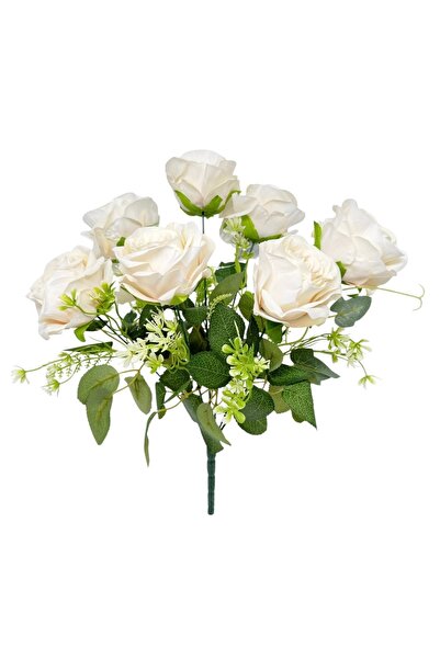 AFO Μπουκέτο με 7 βελούδινα κρεμ ανθότουφα τριαντάφυλλα Εδάμα