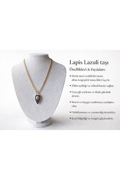 Solare Accessories Doğal Lapis Lazuli Taşlı Altın Kaplama Kolye