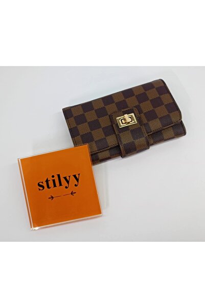 stilyy Brown Checkerboard Patterned Wallet