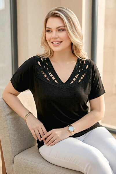 aytemas Μπλούζα με κομμένα με λέιζερ πέτρες στο λαιμό