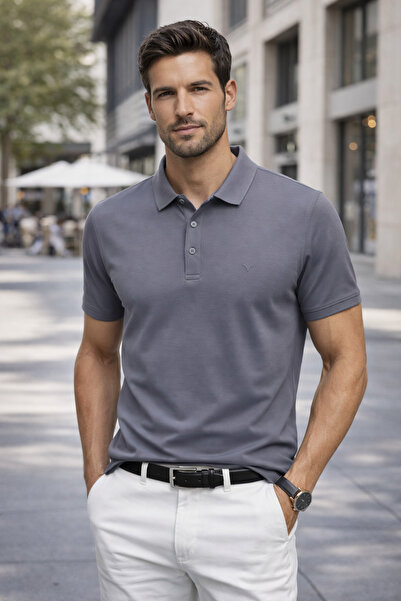 Maccali Ανδρικό εισαγόμενο μπλουζάκι με υφή από ύφασμα υψηλής ποιότητας, βασι...