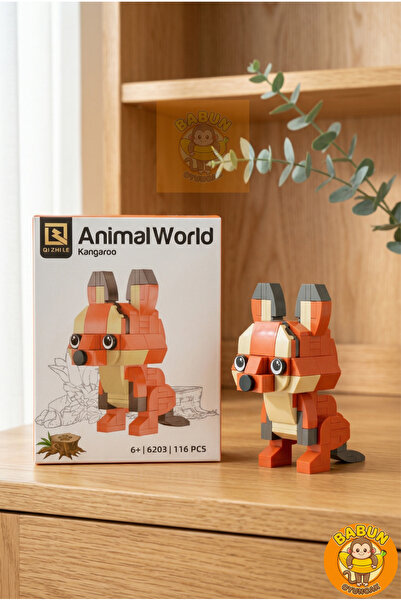 Bricks Kanguru Figürü 3D Yapı Oyuncakları (116 Parça) - Sevimli Hayvanlar Eği...