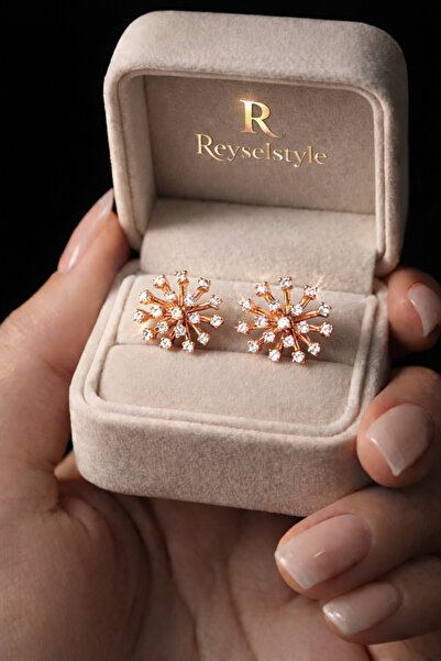 reyselstyle Zircon Stone Rose Gold Plated Luxury Hoop Earrings
